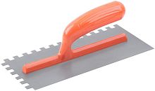 Гладилка стальная с пластиковой ручкой, 280х130 мм зубчатая, зуб 10х10 мм | код 5139 | FIT