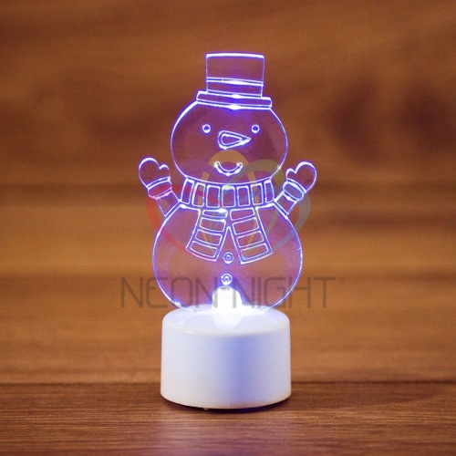 Фигура светодиодная "Снеговик с шарфом 2D" на подставке RGB | код 501-053 | Neon-Night