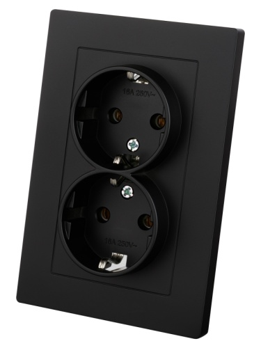 Розетка двойная 2П+З 16А 250В черная Сенеж TDM | код SQ1816-0276 | TDM
