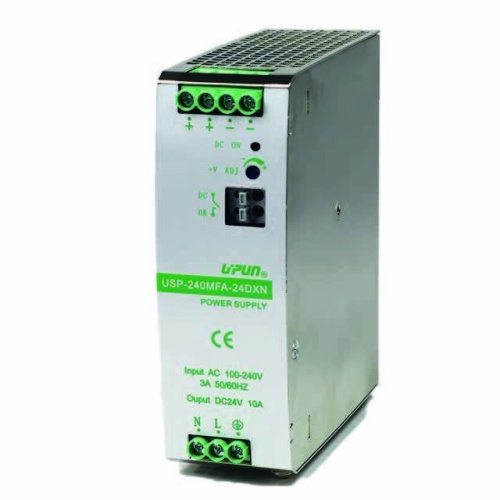 USP-240MFA-24DNX Источник питания на DIN рейку, 1-фазный, 24 В DC, 240 Вт, DC OK контакт, шт | код USP-240MFA-24DNX | UPUN USP-240MFA-24DNX Источник питания на DIN рейку, 1-фазный, 24 В DC, 240 Вт, DC OK контакт, шт | код USP-240MFA-24DNX | UPUN