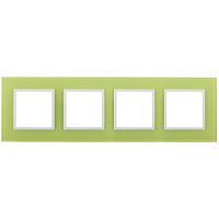 Рамка на 4 поста, стекло, Эра Elegance, лайм+бел, 14-5104-26 | код Б0034534 | ЭРА