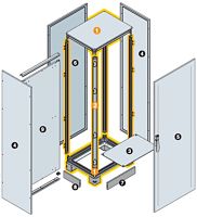 Комплект для сборки - Шкаф напольный 2000х600х600 IP65 с цоколем 100 (в комплекте рама верхняя, нижняя, стойки, дверь глухая, боковые панели, задняя панель, панель нижняя скользящая, монтажная плата, цоколь в сборе) | код ABB2000600600 | AB