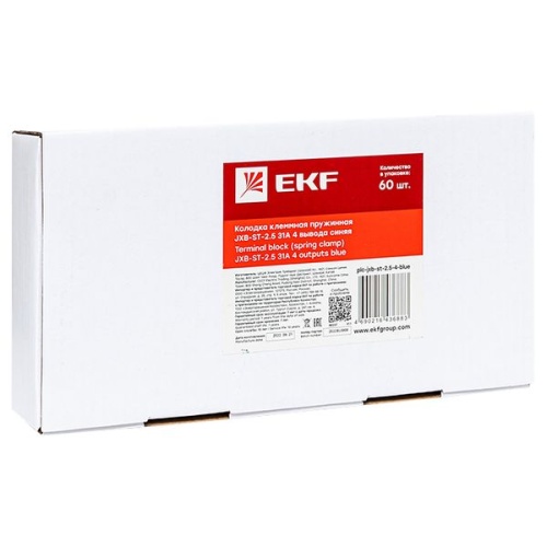 Колодка клеммная пружинная JXB-ST-2.5 31А 4 выводасиняя PROxima | код plc-jxb-st-2.5-4-blue | EKF фото 3 Колодка клеммная пружинная JXB-ST-2.5 31А 4 выводасиняя PROxima | код plc-jxb-st-2.5-4-blue | EKF фото 3