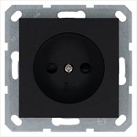 Розетка без заземления с защитными шторками 16A 250V~ 2P, цвет черный матовый (soft touch) | код G5503PB | Jasmart