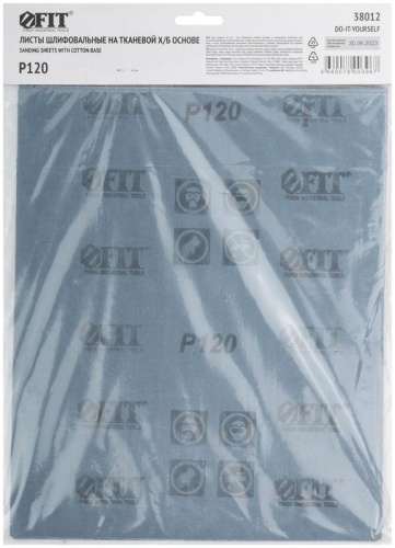 Лист шлифовальный на тканевой основе алюм./оксидный абразивный слой 230х280мм (уп.10шт) Р 120 FIT 38012 фото 4 Лист шлифовальный на тканевой основе алюм./оксидный абразивный слой 230х280мм (уп.10шт) Р 120 FIT 38012 фото 4