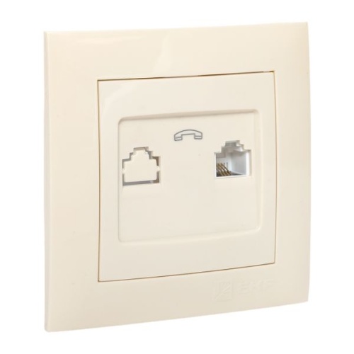 Валенсия розетка телефонная RG-11 1-местная кремовая PROxima | код EWT01-034-20 | EKF фото 3