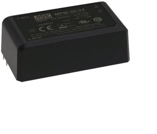 Источник питания AC-DC, 30.2Вт, вход 80...264В AC 47...440 Гц, выход 48В/0.63А, изоляция 4000В AC, в кожухе 69.5х39х24мм, -40...+85C | код MPM-30-48 | MeanWell