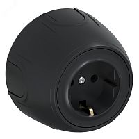 Розетка с заземлением Rotondo, винтовые контакты, цвет черный | код 7700875 | OneKeyElectro