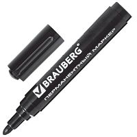 Маркер перманентный (нестираемый) BRAUBERG Classic, ЧЕРНЫЙ, круглый наконечник, 3 мм, с клипом, 150300 | код 150300 | BRAUBERG
