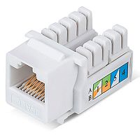 Модуль Keystone Jack RJ-45(8P8C), UTP неэкранированный, CAT 6, тип 90 градусов, белый REXANT PRO | код 02-0254 | REXANT
