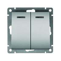 Выключатель 2-кл. СП Афина 10А IP20 с подсветкой механизм серебр. | код A0123-S | Universal