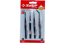 Набор пинцетов 120 мм | код 22215-H4 | ЗУБР