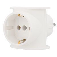 Тройник электрический универсальный 16 А одно гнездо с заземлением белый REXANT | код 11-1080 | REXANT