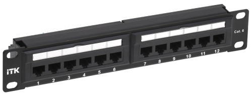 ITK 1U патч-панель кат.6 UTP 12 портов 10" (Dual IDC) | код PP12-1UC06U-D05-10 | IEK