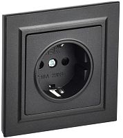 Розетка СП BRITE РСР14-1-0-БрЧ 16А в сборе с заземл. защ. шторки черн. | код BR-R14-16-K02-F | IEK
