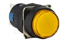 Кнопка плоская LA115-C, возврат, желтая, круглая, без подсветки, 1NO+1NC, 16mm, IP40 | код LA115-C-11A/Y | GQELE