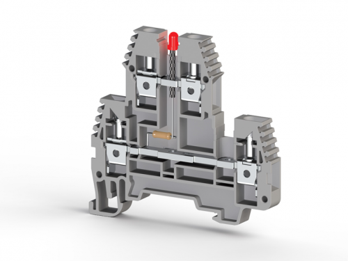 309 399, Клеммник 2-х ярусный, 4 мм.кв., с индикацией 110 VDC, (серый), PIK4 NLD 110VDC/NM Серия V0 | код 0.0.0.3.09399 | KLEMSAN
