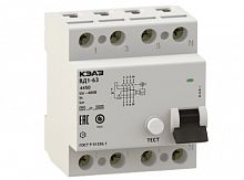Дифференциальный выключатель нагрузки  ВД1-63 4 полюса, 40А, Тип AC, 300мА | код. 221961 | КЭАЗ
