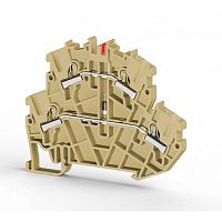 307 350, Клеммник пруж.быстрозажимной (Push in) 2-х ярусный, 2,5мм.кв., с индикацией 220VAC, (бежевый), PYK2,5-2FLD 220VAC | код 0.0.0.3.07350 | KLEMSAN