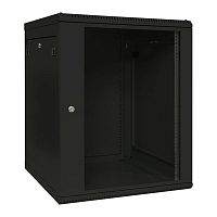 Шкаф настенный 19 TERACOM PRO 15U 600х600 мм дверь стеклянная с замком-ручкой чёрный | код TRP-WLL-1566-40B | EKF