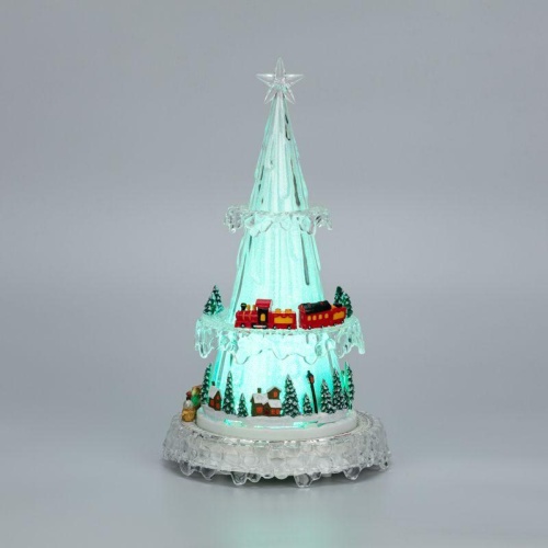 Фигура светодиодная на подставке Новогодний поезд с мелодией 30,5см, RGB | код 513-025 | Neon-Night