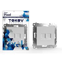 Розетка компьютерная 2-м СП Pixel RJ45 кат.5E механизм бел. | код TKE-PX-RC2-C01 | TOKOV ELECTRIC