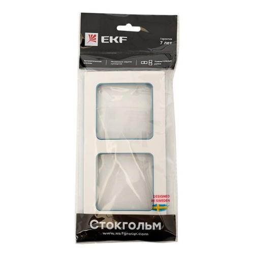 Стокгольм Рамка 2-местная белая с линией цвета синий PROxima | код EXM-G-305-30 | EKF фото 5