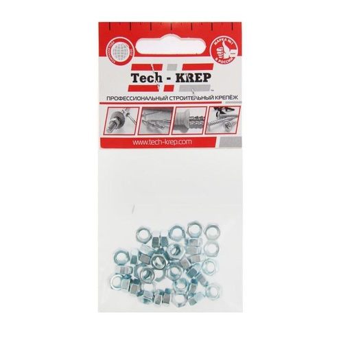 Гайка DIN934 шестигранная М5 оцинк. (уп.40шт) | код 103024 | Tech-KREP