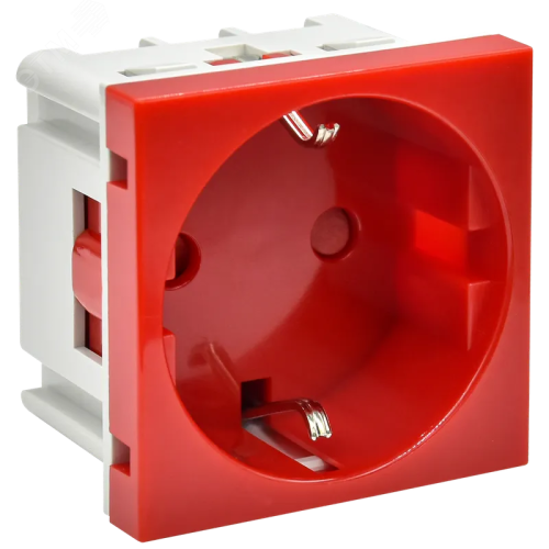 PRIMER РКС-20-30-П-К Розетка с заземляющим контактом защитной шторкой и винтовым зажимом (2 модуля) красная IEK | код PR-KK40D-RSZH-2-2-K04 | IEK