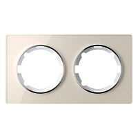 Рамка горизонтальная стеклянная двойная, цвет бежевый | код 2234930 | OneKeyElectro