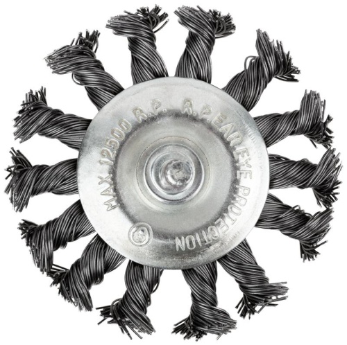 Кордщетка дисковая прямая, со шпилькой, стальная витая проволока 75 мм | код 38473 | FIT