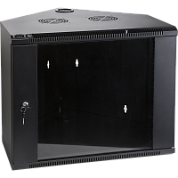 Шкаф настенный угловой, 9U 600x600, стеклянная дверь, черный | код TWT-CBWTG-9U-6x6-BK | TWT