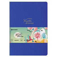 Тетрадь 48 л. в клетку обложка кожзам под лён, сшивка, A5 (147х210мм), СИНИЙ, BRAUBERG PASTEL, 403872 | код 403872 | BRAUBERG