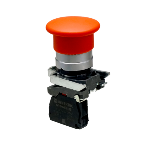 Кнопка грибовидная красная, 40 мм, пружиный возврат, 1NС, IP65, металл MTB4-BC42 | код 137139 | MEYERTEC