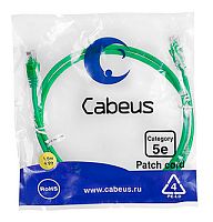 Cabeus PC-UTP-RJ45-Cat.5e-1m-GN-LSZH Патч-корд U/UTP, категория 5е, 2xRJ45/8p8c, неэкранированный, зеленый, LSZH, 1м | код 9505c | Cabeus