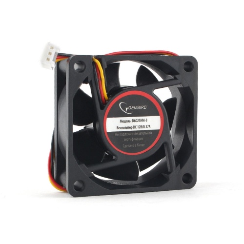 Вентилятор Gembird, 60x60x25, гидродинамический, 3 pin, провод 25 см | код D6025HM-3 | Gembird