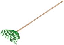 Грабли веерные пластиковые ''Оазис'', 22 зуба, 440 мм, с деревянным черенком | код 76947 | FIT