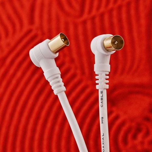 Шнур ТВ штекер - ТВ штекер, угловой, длина 1,5 метра, белый, | код 18-0112 | REXANT фото 4