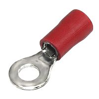 Наконечник кольцевой изолированный RUICHI RVL2-4, 27 А, 16-14 AWG, красный, латунь луженая | код 64294 | Ruichi