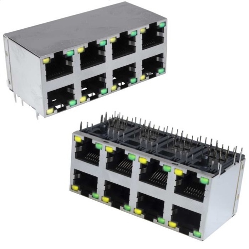 Блок сетевых розеток RJ 10P8C FTP RUICHI c LED индекацией, двухрядный, 8 гнезд | код 114430 | Ruichi Блок сетевых розеток RJ 10P8C FTP RUICHI c LED индекацией, двухрядный, 8 гнезд | код 114430 | Ruichi