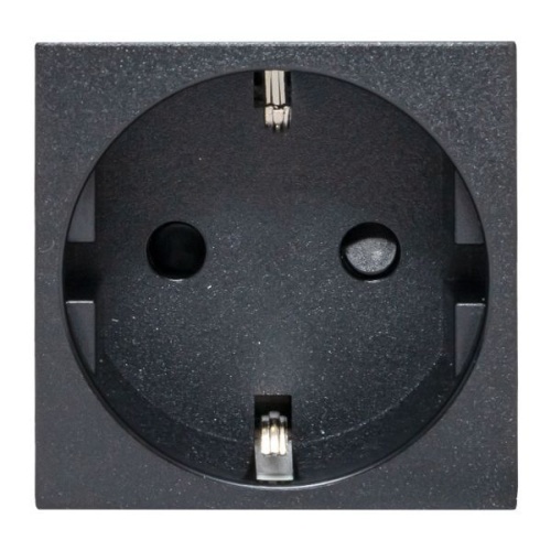 Розетка 45х45 с зазем., с защ. шторками, 90 градусов, черная, матовая EKF | код E2MR16-028-30 | EKF