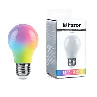 Лампа светодиодная 3Вт 230В E27 RGB A50 LB-375 матов. плавная сменая цвета FERON 38118