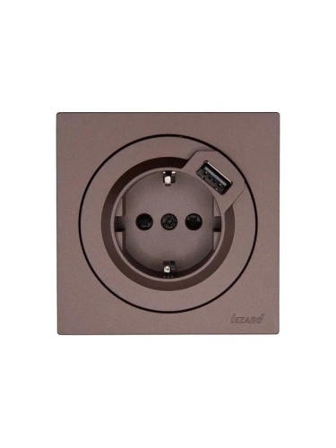 Розетка 1-м СП OSEN с заземл. + USB разъем механизм шоколад LEZARD 743-7388-181 фото 3 Розетка 1-м СП OSEN с заземл. + USB разъем механизм шоколад LEZARD 743-7388-181 фото 3