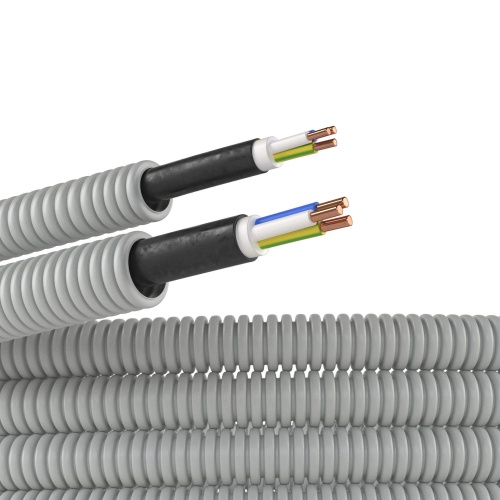 Труба гофрированная ПВХ д.16мм с кабелем РЭК ГОСТ+ ВВГнгLS 3х1.5(50м) | код 9L91650 | DKC
