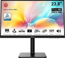 Монитор MSI 23.8 Modern MD2412P черный IPS LED 1ms 16:9 HDMI M/M матовая HAS Piv 300cd 178гр/178гр 1920x1080 100Hz FreeSync FHD USB 4.65кг | код 1977734 | MSI