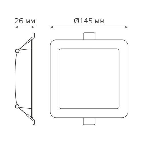 Светильник светодиодный ДВО 13 Вт 1100 лм 4000К AC 220В IP20 квадрат 145х145х26мм монт разм 120х120мм Пластик Elementary Gauss | код 998420212 | Gauss фото 2