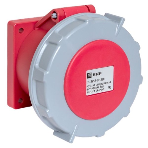 Розетка стационарная внутренняя 3252 3Р+РЕ+N 32А 380В IP67 PROxima | код ps-3252-32-380 | EKF фото 2