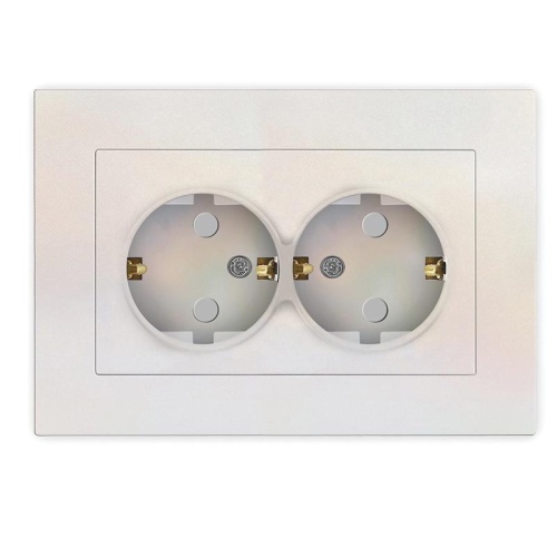 Розетка 2-м СП Афина 16А IP20 с заземл. защ. шторки в сборе жемчуг | код A0050-OBr | Universal
