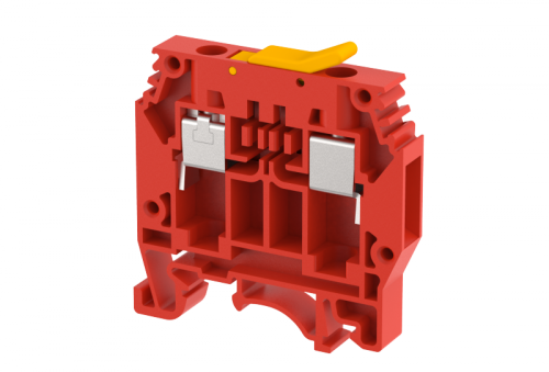 Клеммапроходная винтовая 6 мм2, с размыкателем, на 2 подключения, красная KUDT6(R) | код 1104120002 | Elmex