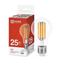 Лампа светодиодная LED-A65-deco 25Вт 230В Е27 4000К 2480Лм прозрачная IN HOME | код 4690612055947 | IN HOME